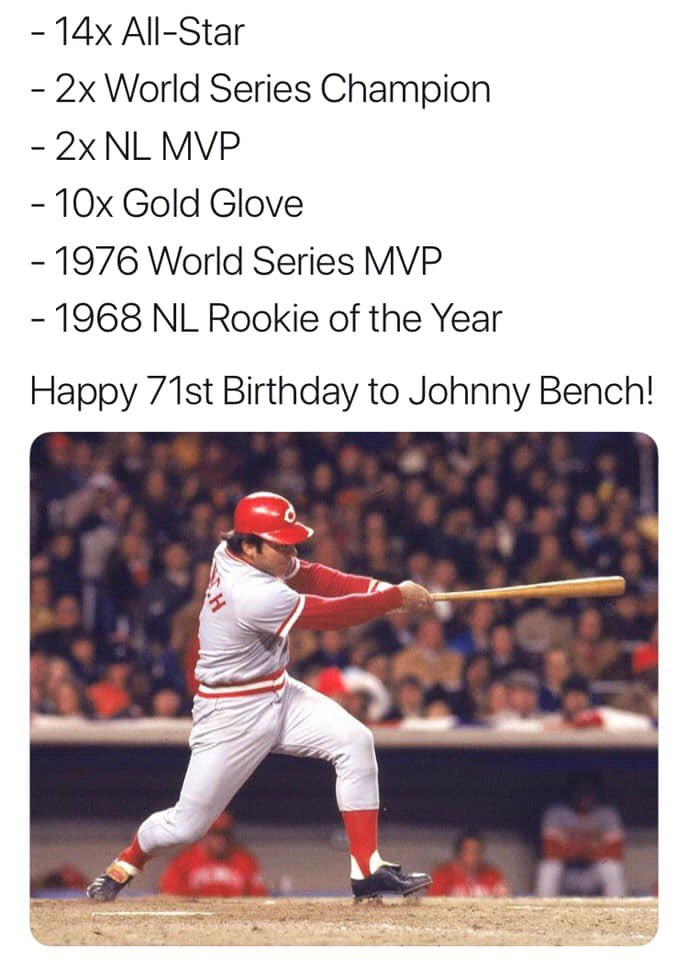 Happy birthday, JT Realmuto! Wait a minute. That s Johnny Bench!  