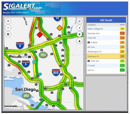 DecemberNights's tweet image. Traffic on the 163 south is moving slowly, but it is still moving!!  Be careful making your way to #DecemberNights2018