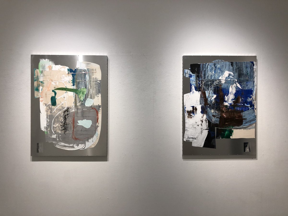 はむぞう 吉田花子さんの個展を銀座のギャラリーqで見た ジュラルミンにアクリルなどで描いたアブストラクトペインティング 成城大学文芸学部芸術学科出身の作家 シェル美術賞18入選者 12 8まで