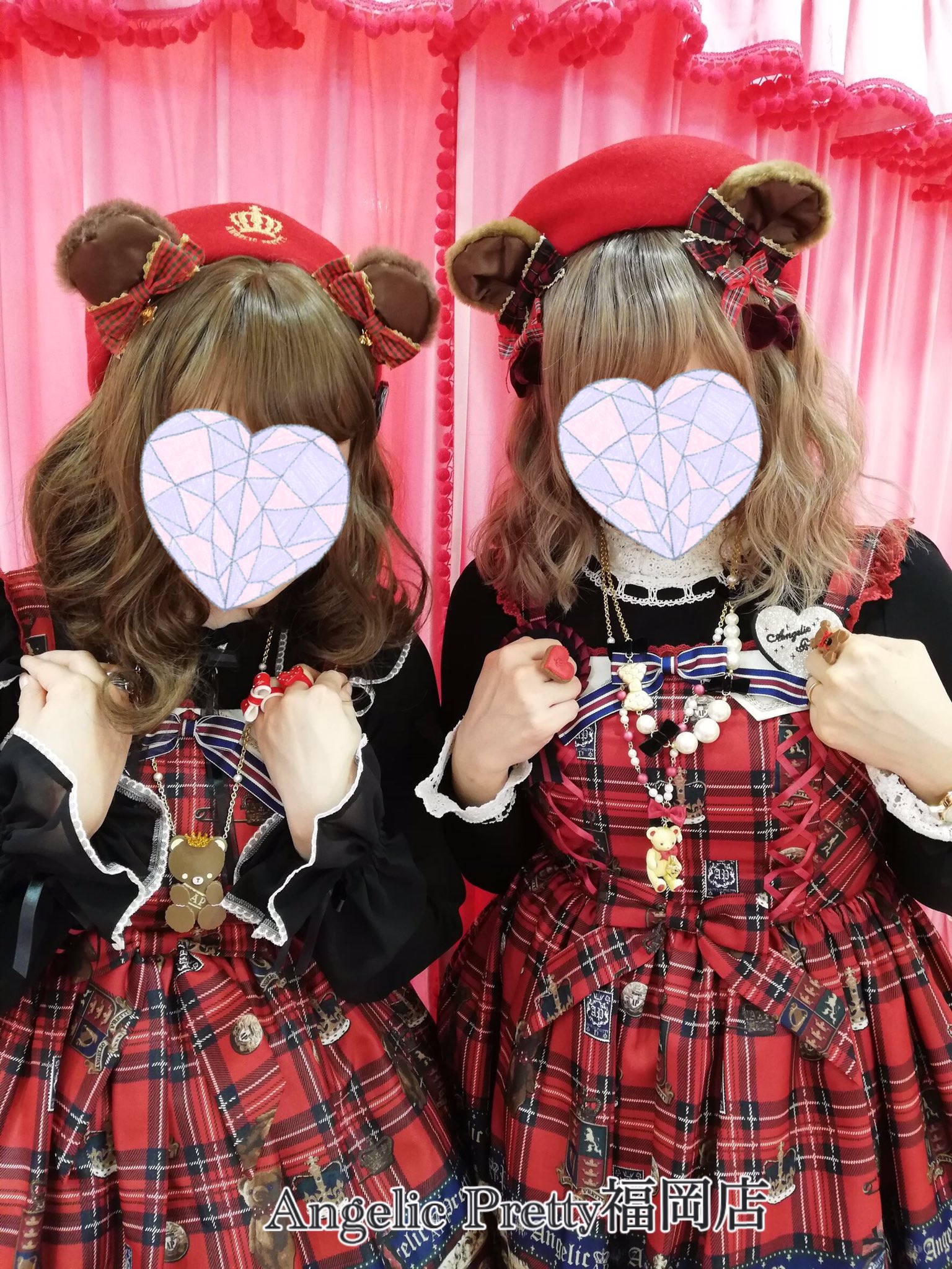 Angelic Pretty☆ くまさんBritish Bear柄OP＋カチュも-