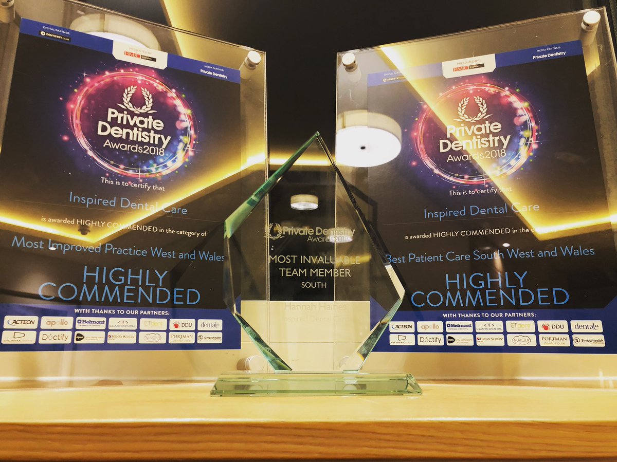 We are grateful to be recognised amongst our peers. Three fantastic awards tonight at the prestigious Private Dentistry Awards 2018 @fmcpro #awardwinning #finalists #exeterdentist #exeter #teamIDC #bestpatientcare  #mostinvaluableteammember #privateawards18 #PDAwards18