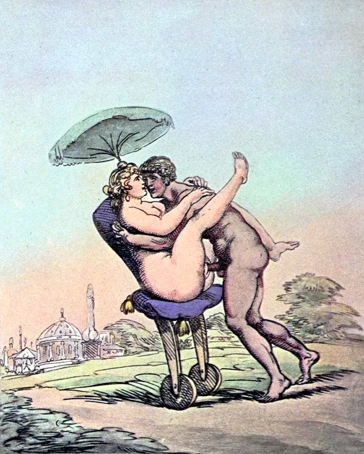 Rowlandson erotic prints, girl and guy having real sex