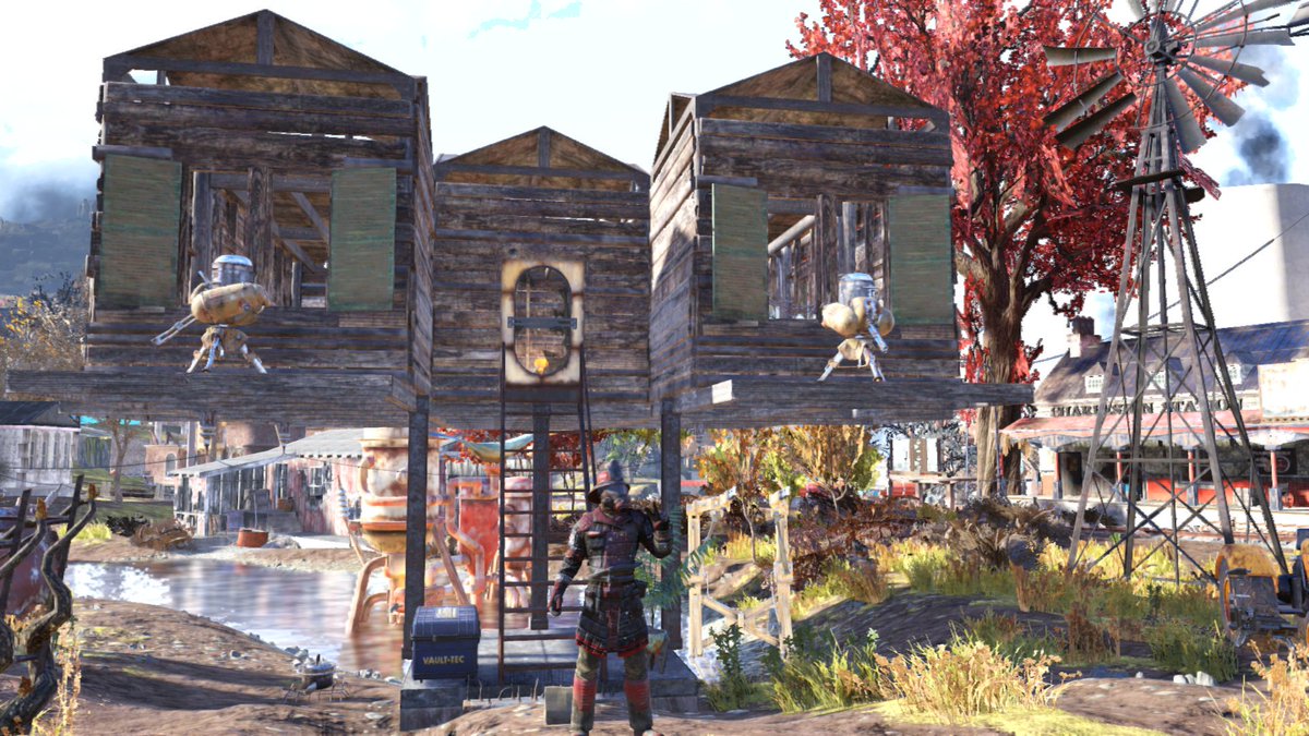 EverDave's tweet photo. Stop in and scrap some junk, repair your power armor, cook up a meal or use my stash box if I'm online! #everdave @Fallout #Fallout76 https://t.co/MUPvGVOCla