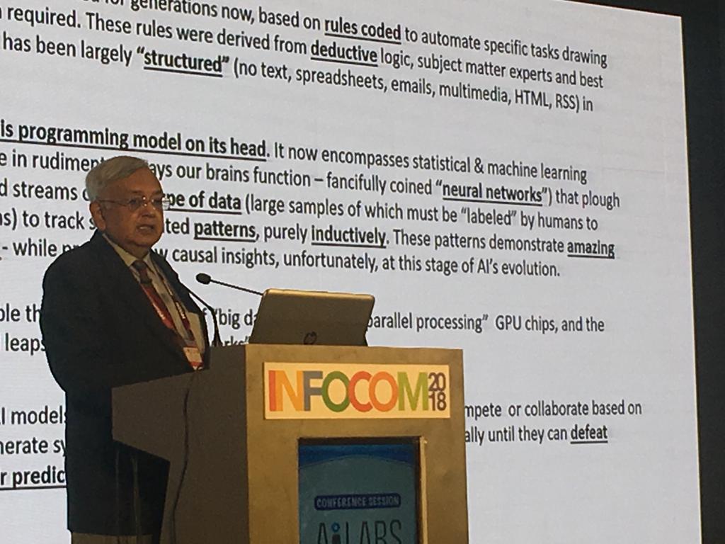 infocomconnect's tweet image. At the beginning of a paradigm changes, most people don&apos;t take it seriously; in fact they understand it so less that they obstruct it.
Mr. Nabendu Gupta of @ailabsacademy #INFOCOMCal2018 #TechnologicalDisruption #DigitalMeetsHuman