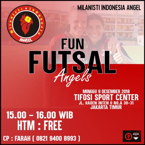 MilanistiOrId's tweet photo. Happy weekend Milanisti 🔴⚫

Yang di Jakarta nih, yuk njels ramaikan Fun Futsal Angel #MilanistiIndonesia

Minggu 09-12-12 | Jam 15:00-16:00 Wib | at. Tifosi Sport Center | HTM Free | DC AC Milan / MI | @AngelsMI_ Ramaikan yes ❤️🖤 #FutsalSehat #papotoan 💪 #MingguBersamaMI https://t.co/A5Nrkw3uJI
