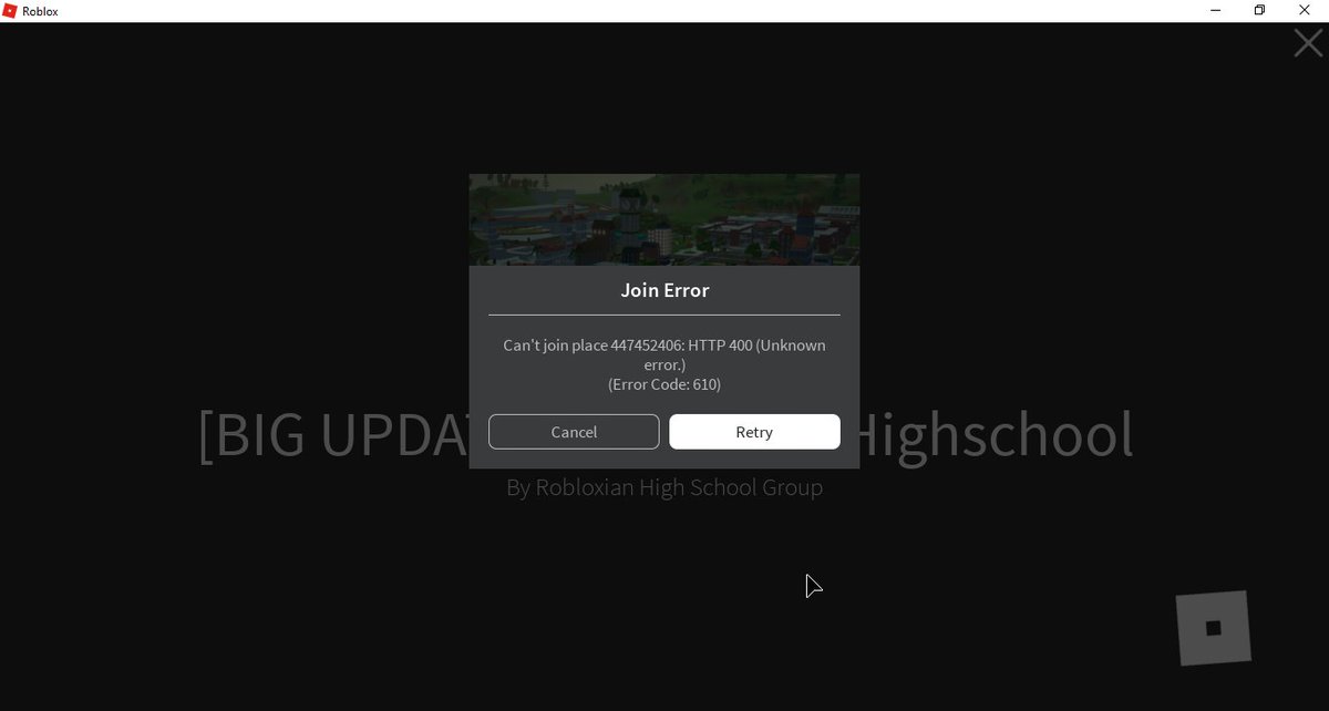 Error Code 610 Unknown Error Roblox Fix