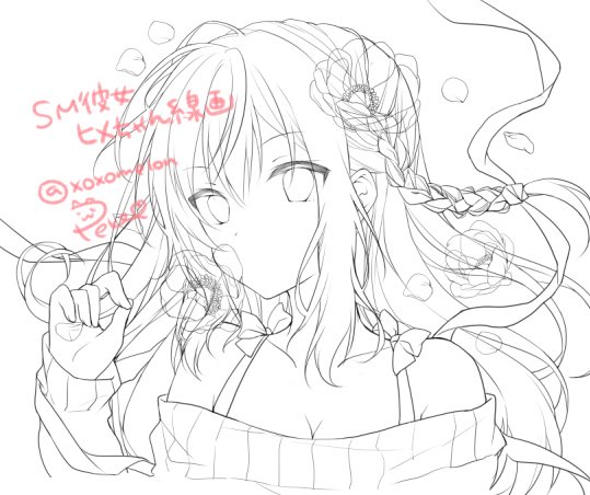 冬コミグッズのSM彼女ヒメちゃん線画～～😊 #SM彼女 