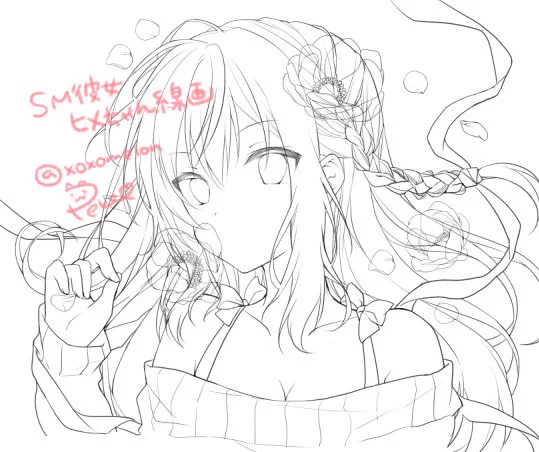 冬コミグッズのSM彼女ヒメちゃん線画～～😊 #SM彼女 