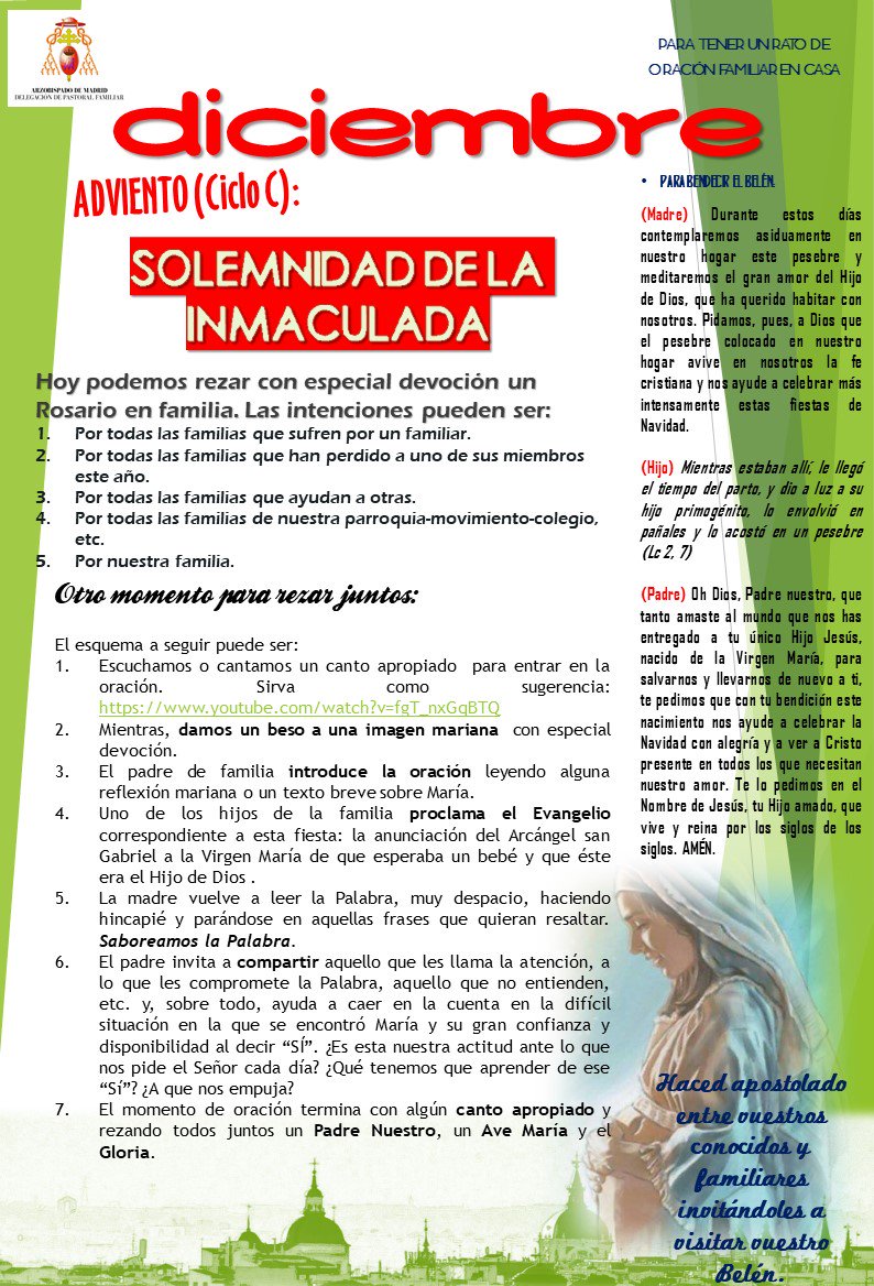 Celebrar bien la #FiestaDeLaInmaculada es crucial en este #Adviento2018 para preparar la #VenidaDelSeñor en #Familia 
#TuSíNosSalva #VirgenMaría #InmaculadaConcepción