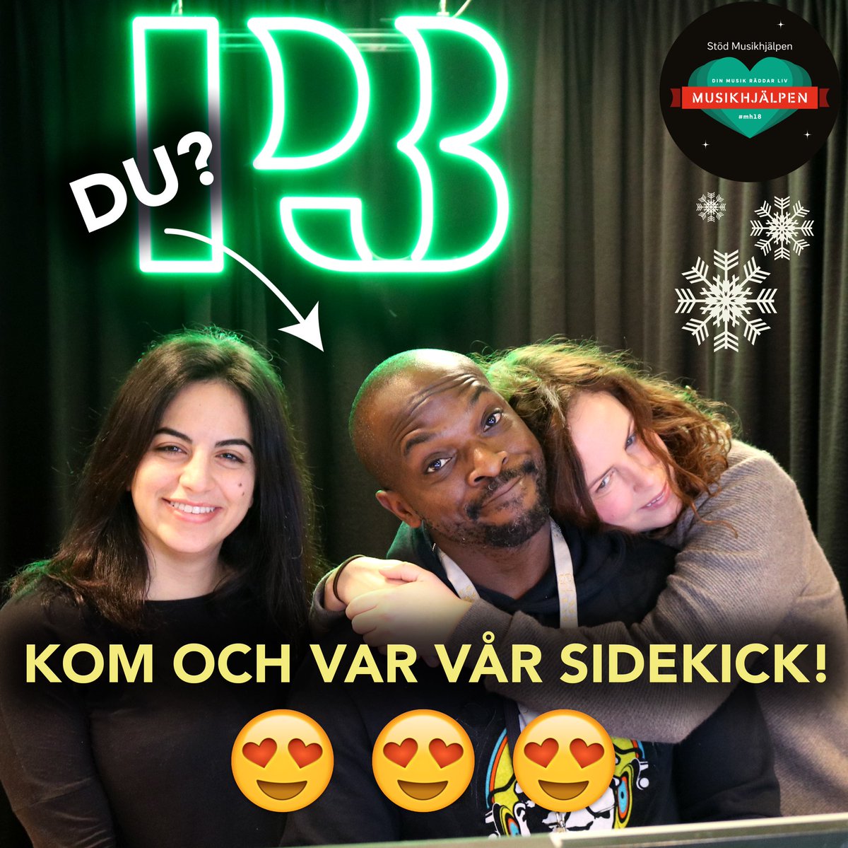 VILL DU KOMMA OCH VARA SIDEKICK HOS OSS?? ❤️❤️❤️ Nu har du chansen! På måndag börjar @musikhjalpen och du kan vara med och tävla om att få hänga och direktsänd radio med oss nästa år. Tävlingen hittar du här: bossan.musikhjalpen.se/tavlingar/kom-…