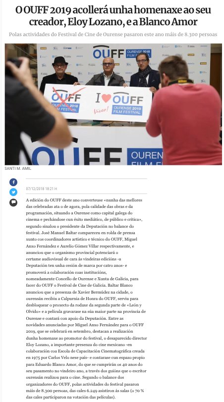 DeputacionOU's tweet photo. O #OUFF2019 acollerá unha homenaxe ao seu creador, Eloy Lozano, e a Blanco Amor
Polas actividades do @OurenseFilmFest pasaron este ano máis de 8.300 #OUFF2018 persoas https://t.co/zt5WhdAfMO @VozOurense https://t.co/C0QCgJAPCk