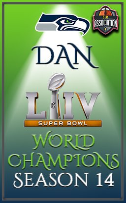 SimAssociation's tweet photo. Congrats to @Seahawks_SA2 as they brought home the hardware in a hard fought defensive battle winning 20-6 in @SimAssociation's 14th Superbowl!!! @MaddenAccord https://t.co/yfF1FDPUqa