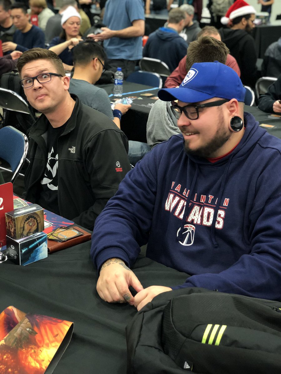 Team_ABU's tweet photo. @DaneJensenMTG watching @firstworstmtg wreck some fools in the UMA Drafts here at #GPPortland #sealed #draft #uma #UltimateMasters #teamABU #AlphaWolves https://t.co/AJTDLqyECI