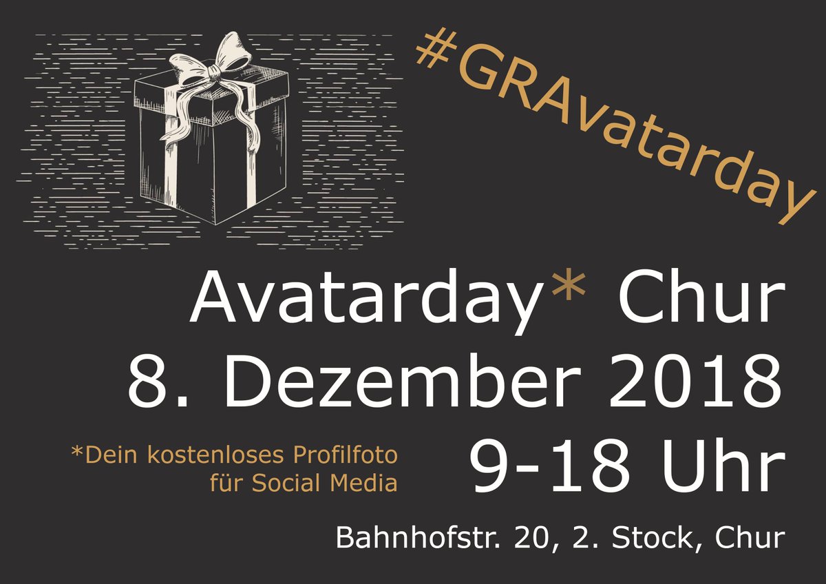 Twitterer, neues Profilbild ? Komm heute an den #Avatarday in Chur, 9-18 Uhr. Foto + Make-Up + Mandrinli + Gastfreundschaft. Pls RT