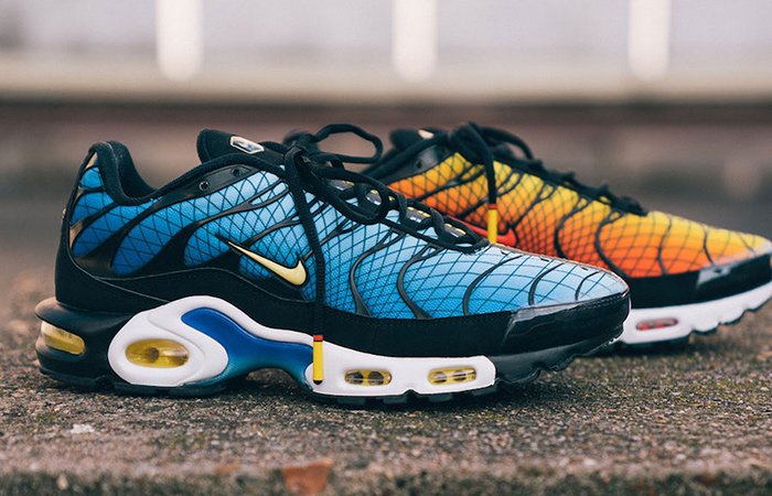 nike air max plus orange and blue