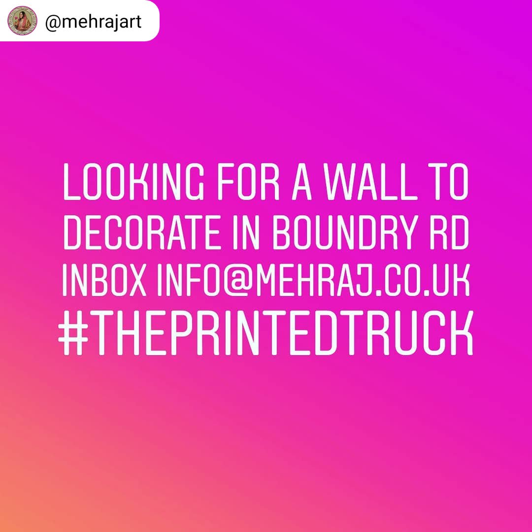 MehrajArts's tweet photo. Looking for a #Wall to decorate in #BoundryRd #E17 for next year! Inbox info@mehraj.co.uk working with
@woodstreetwalls #ThePrintedTruck https://t.co/EeswLSvsSU