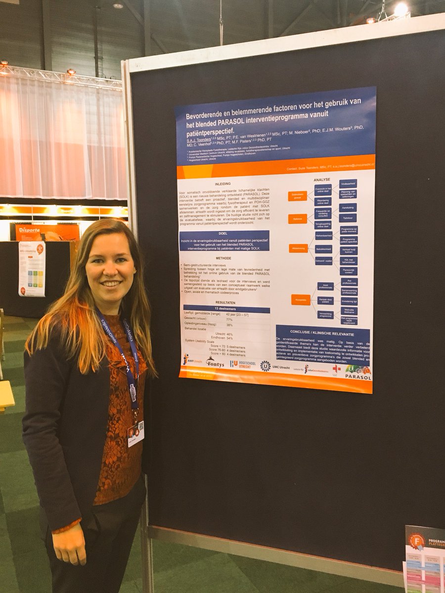 Vandaag is <a href="/PARASOLstudie/">PARASOL studie</a> goed vertegenwoordigd op de #dvdf. Leuk om onze onderzoeksresultaten te delen met collega fysiotherapeuten. <a href="/EvanWestrienen/">Els van Westrienen</a> <a href="/AWFUtrecht/">AWF Utrecht</a>