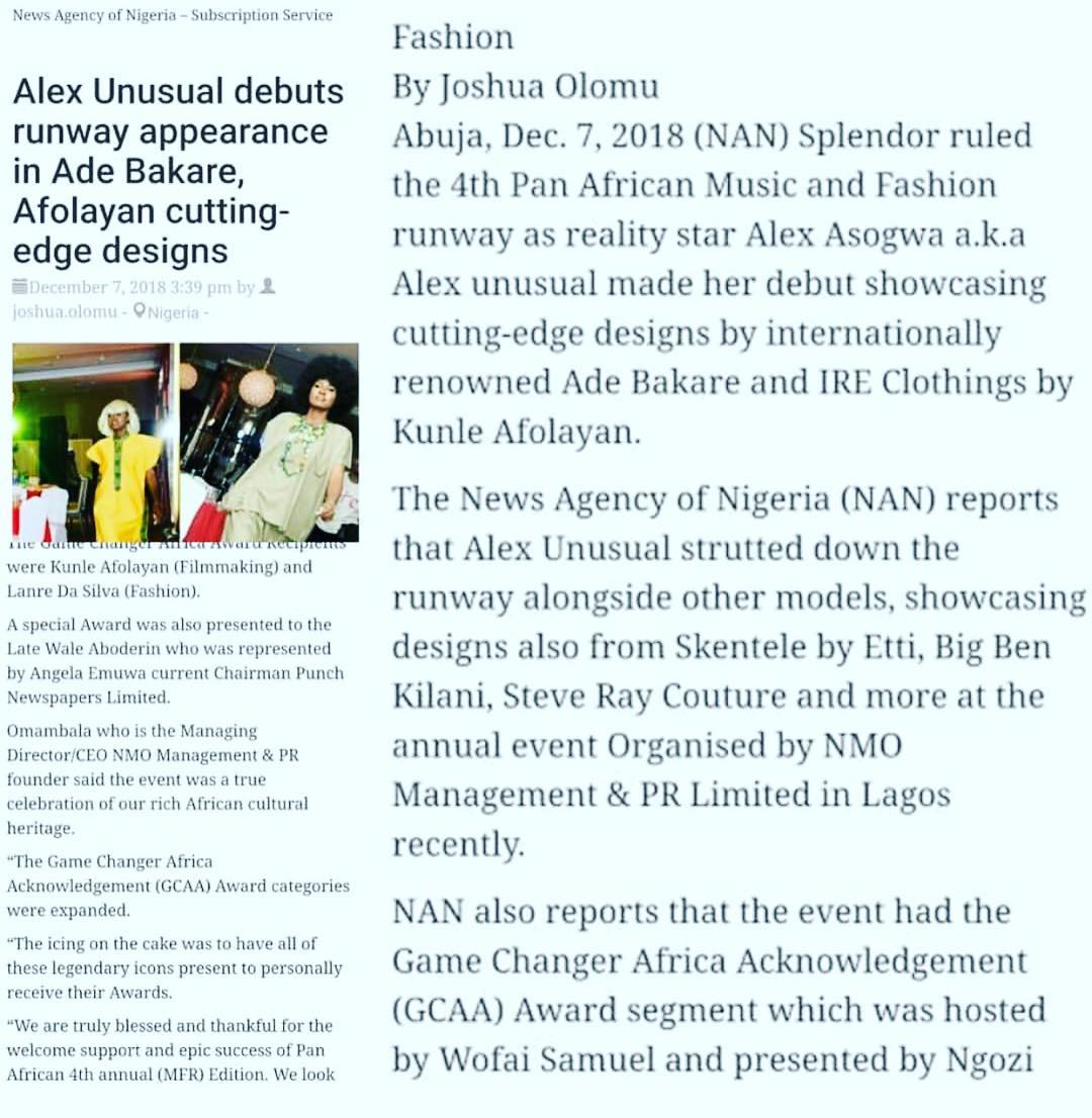 Simply_lite's tweet photo. #teamtolex she is always in the news! Unusual supermodel for @kunleafolayan cutting edge designs #Adebakare #MFR2018 #GCAA2018 #Alexthebrand #Alexthesupermodel #Theunusuals #TeamAlex https://t.co/v6KqDRxv3B
