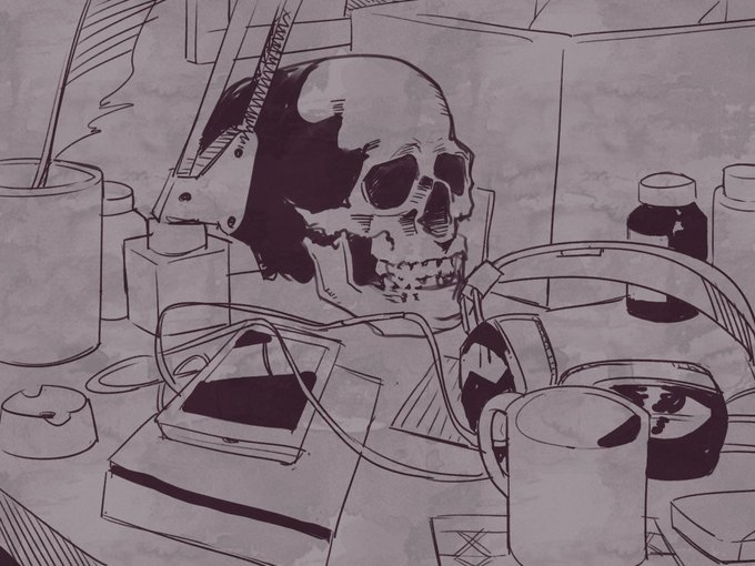 頭蓋骨のある静物を上手く描けるとモテた時代があったらしい✍️ 