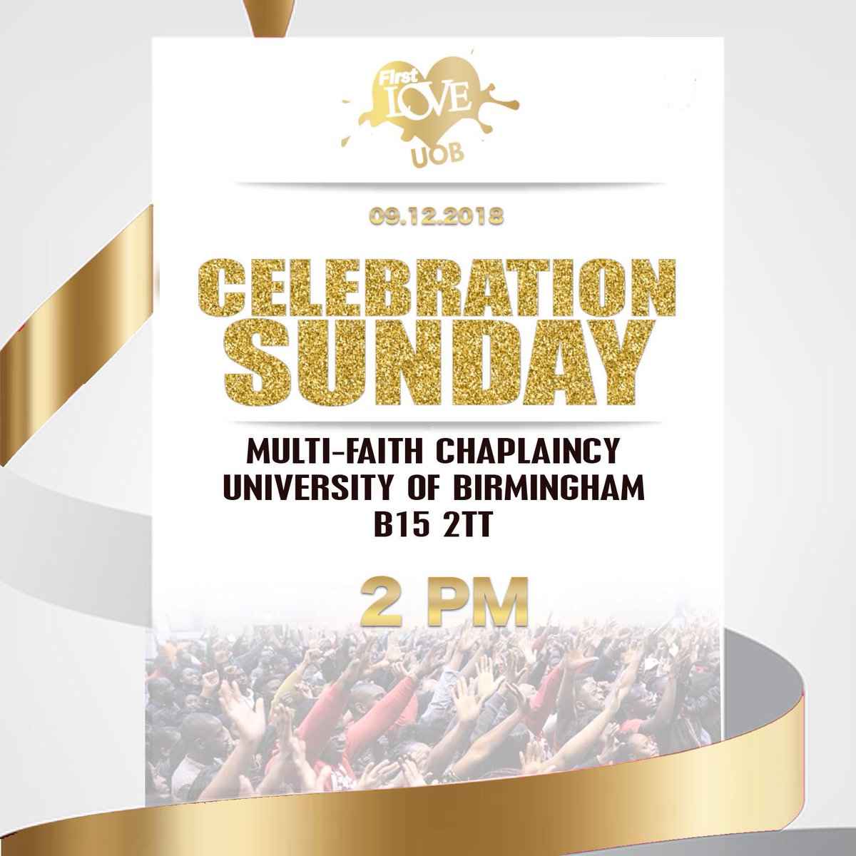 FirstLoveUOB's tweet photo. Join us TOMORROW for the last Celebration Service of the year! ๐โจ Itโs not one to miss at all! ๐บ๐ฏโโ๏ธ
Come and be blessed! ๐๐
#firstloveuob #uobfreshers #dhmm #firstlove #love #joy #peace #birmingham https://t.co/et9L6nSLLH