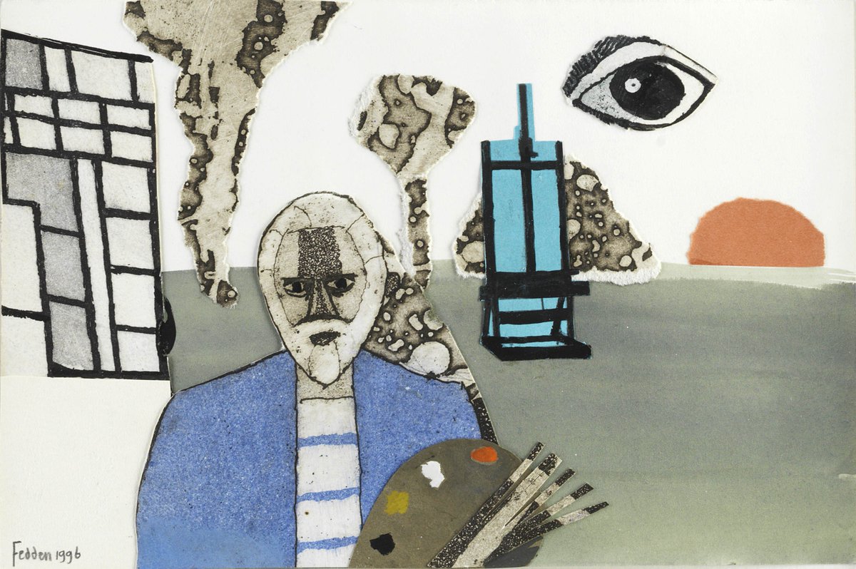 Come down to see #MaryFedden's #collage of #JulianTrevelyan. Fedden cut up pieces of Julian's prints to create it!  
#modernbritishart #prints