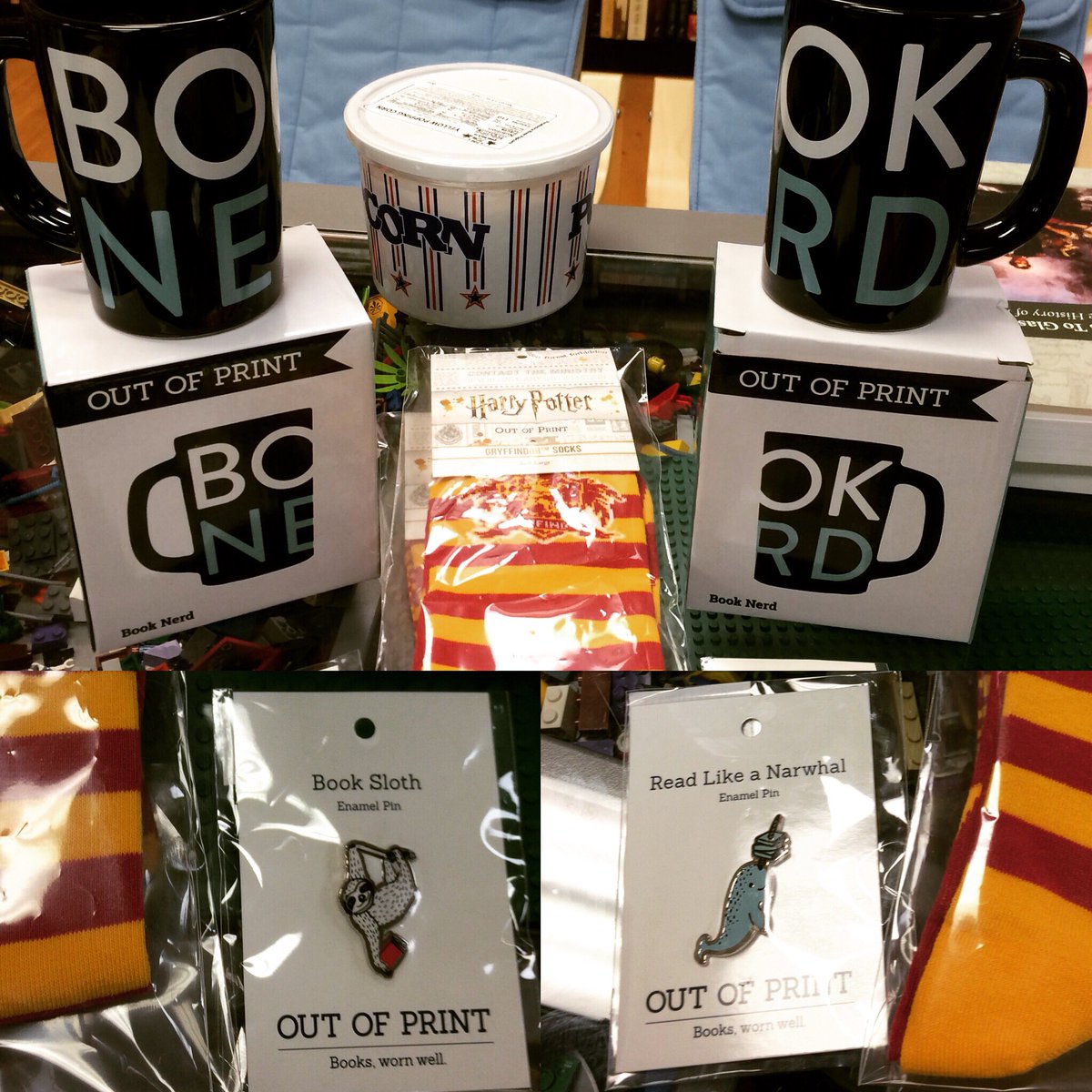GVBooks's tweet photo. Some new Bookish Gift items in store today!
#ReadLikeaNarwhal #BookSloth #GryffindorSocks #BookNerdEverything https://t.co/oDvGgz6rK1