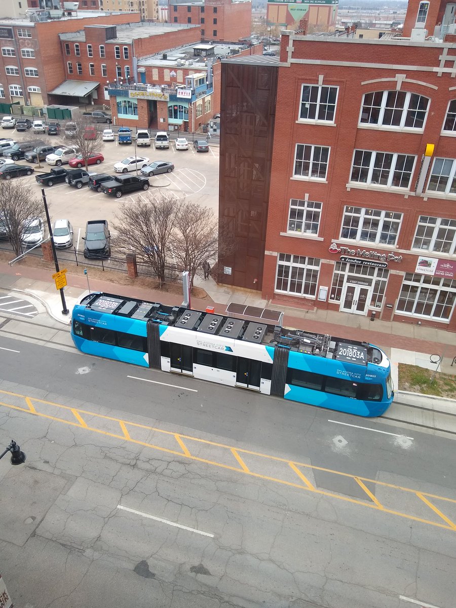 Great view from OKC offices! Very cool that @OKCStreetcars are going live next week.