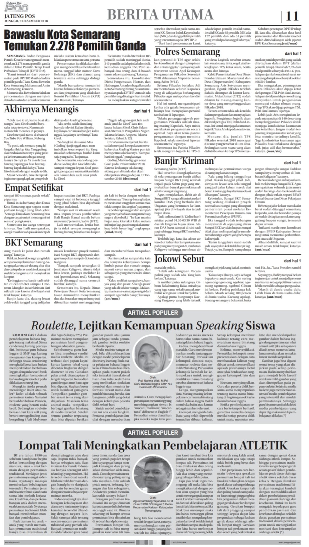 Jateng Pos Jateng Pos Edisi Minggu 9 Desember 2018
