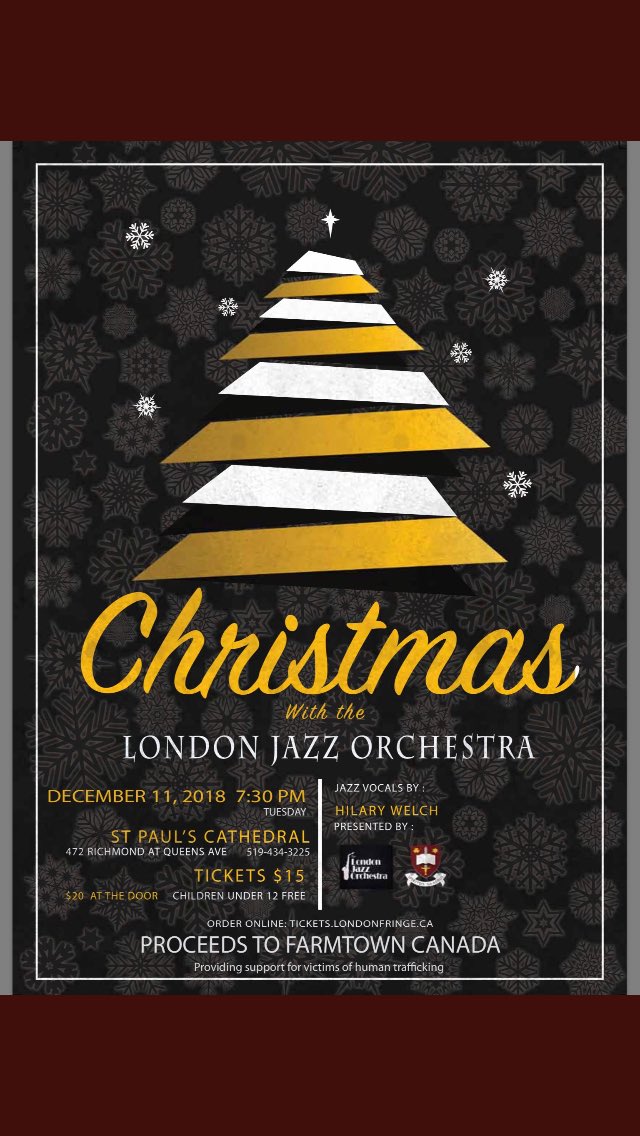 This Tuesday we’re playing a jazz Christmas show at St. Paul’s Cathedral at 7:30pm to help support Farmtown Canada. Come out to hear new spins on your old favourite songs, and let Hilary’s voice remind you of the magic of the holidays.
