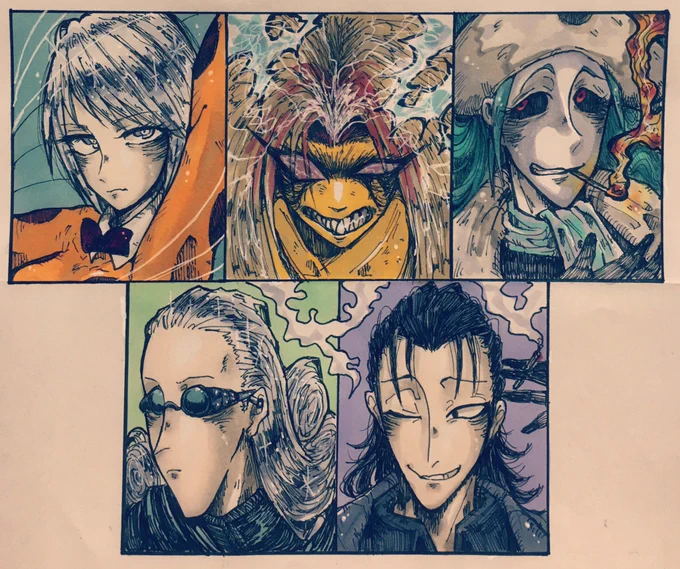 #リプきたキャラの顔だけ描く
しろがね・ジョージ・阿紫花英良(からくりサーカス)とら(うしおととら)グレイ(ゴーストアンドレディ)
リプありがとうございました!すごく✍🏻練習になった…藤田和日郎さんの漫画キャラ描くのほんと楽しい…😭 