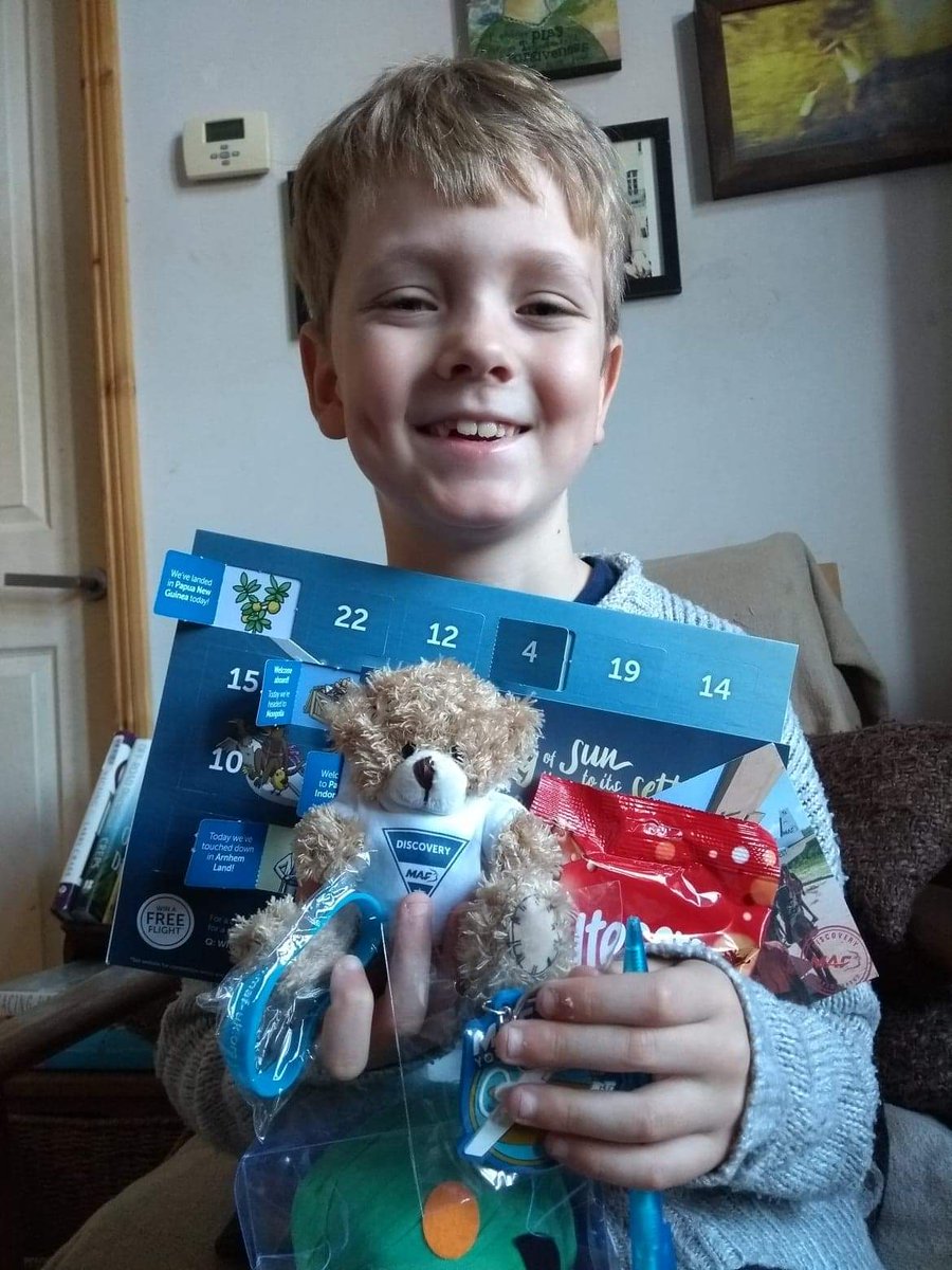 Joshua looking very happy with his prize from the #mafadvent daily prize draw. Thank you MAF!