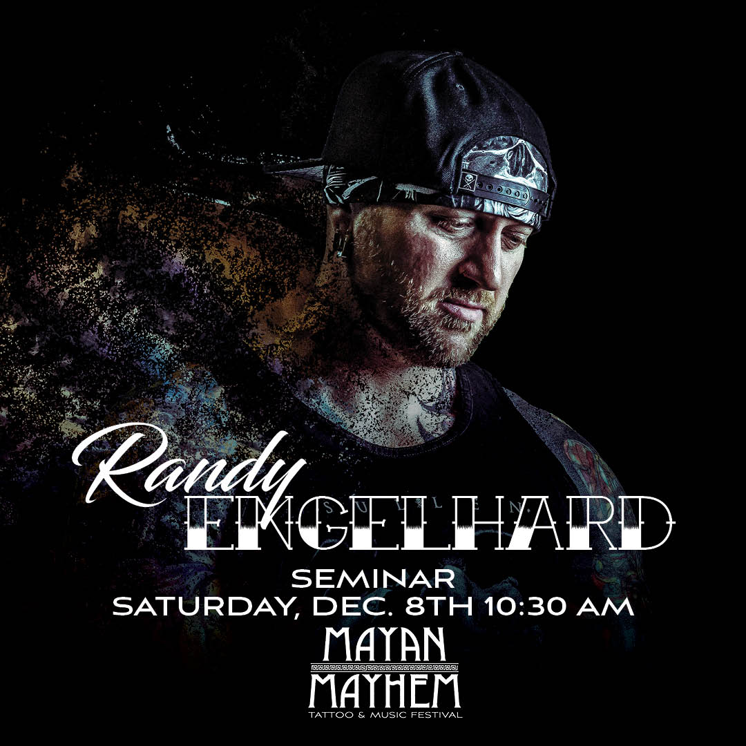 Saturday morning's exclusive Mayan Mayhem tattoo seminars in the Kinky Cabaret includes international tattoo celebrity Ryan Ashley at 9am followed by Germany's Randy Engelhard at 10:30am. Don't miss what they have to say about the biz! #mayanmayhem