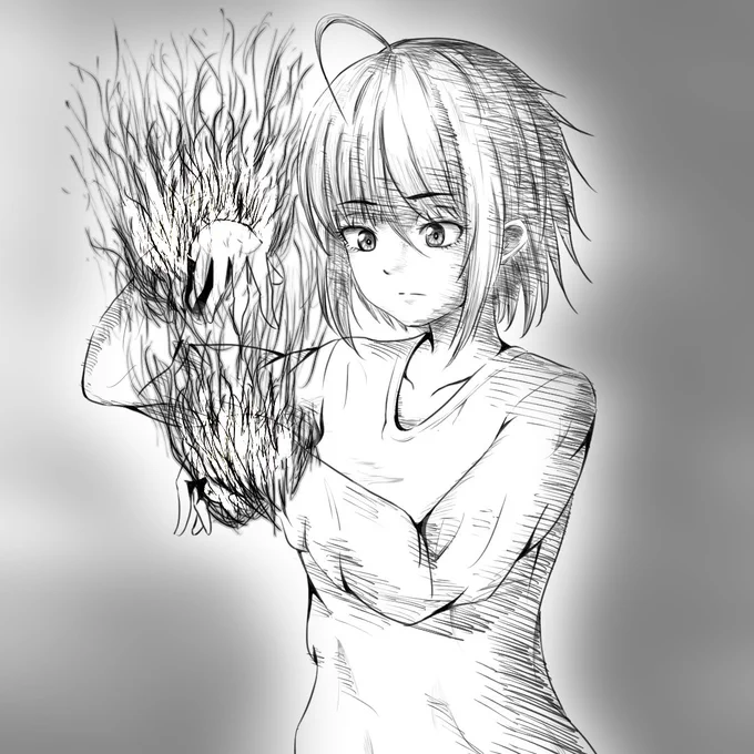 燃え袖
#イラ拡 #イラスト通り 
