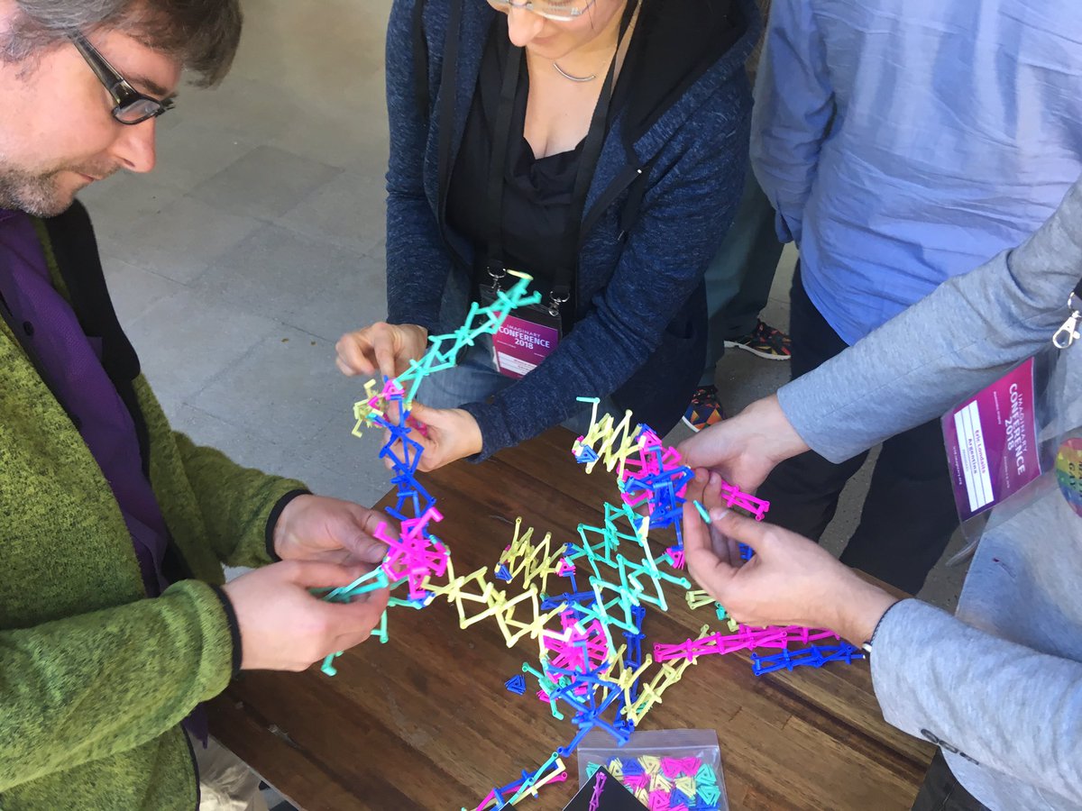 MathMechs's tweet image. Deconstructing an extensor diamond to make an extensor dodecahedron, at the 2018 @imaginary_math conference in Montevideo, Uruguay. #constructionkit #geometry #mathematics #art