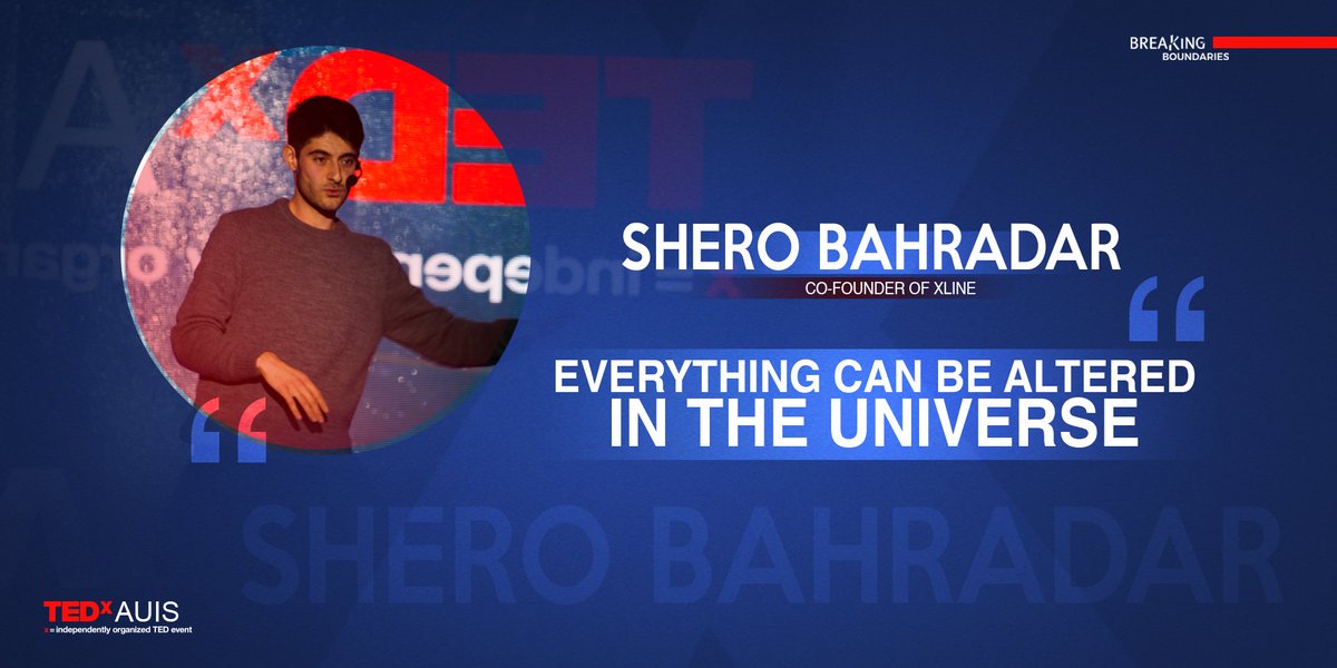 TEDxAUIS's tweet photo. Shero Bahradar,
Co-founder of Xline,

"Everything can be altered in the universe"

#TEDxAUIS #TEDxTalks #TEDxCommunity #AUIS #Sulaimanyah #Sulaimani #Slemani #BreakingBoundaries #TEDx #TEDTalks #TEDxAUIS2018 #Kurdistan #Iraq https://t.co/mXBSSVFlfB