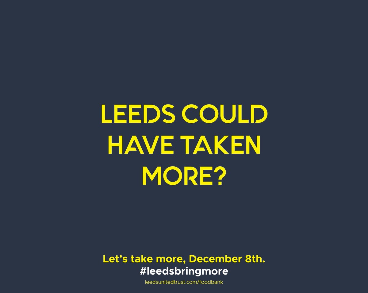 Gameday! Coming to the game today? Come see us before the game, outside the East Stand, with a donation! #LeedsBringMore #lufc