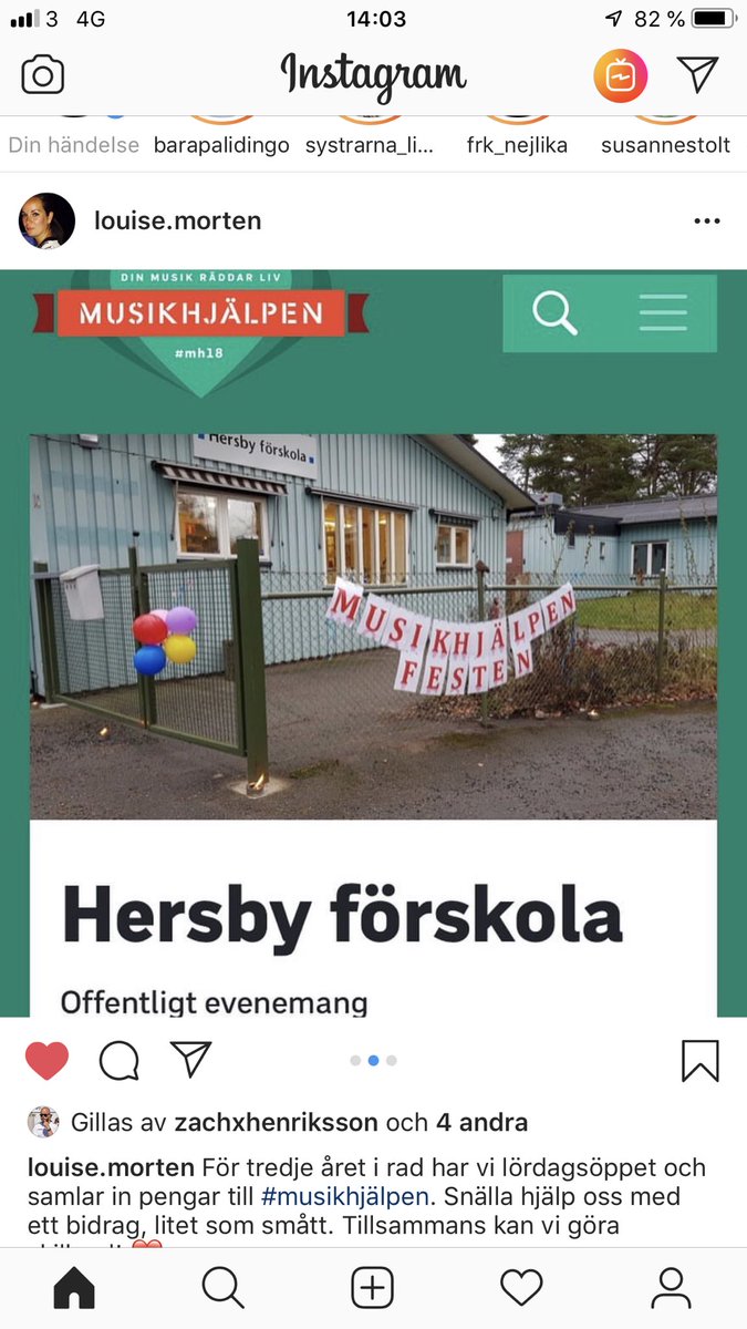 För tredje året i rad har Hersby Förskola lördagsöppet och samlar in pengar till #Musikhjälpen och deras tema i år ”alla har rätt att funka olika”. Hjälp oss gärna med bidrag, inget är för litet eller för stort! ❤️