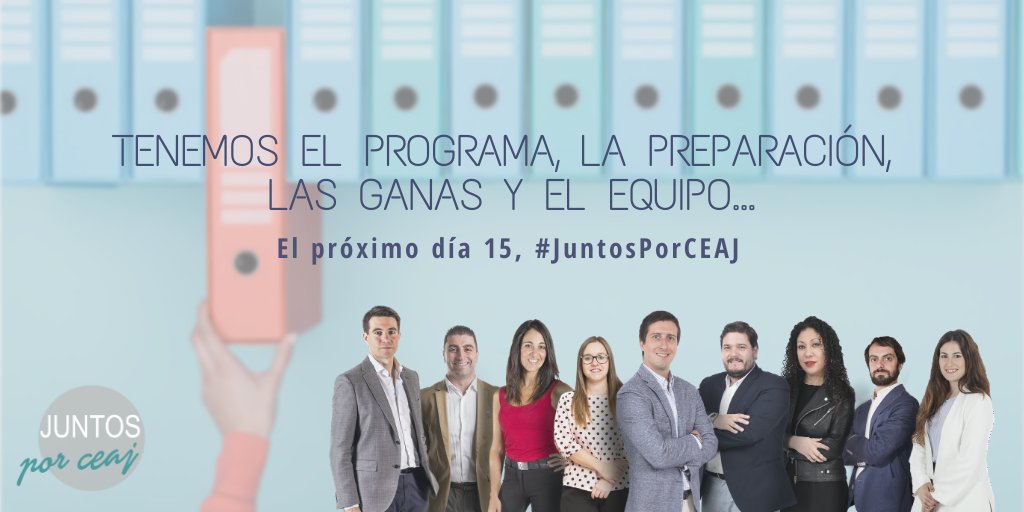 Lo tenemos todo, sólo necesitamos tu voto 📩

Cambio, renovación, unidad, rigor y compromiso. 
El próximo día 15, #JuntosPorCEAJ 💪

#EleccionesCEAJ2018 #AbogacíaJoven