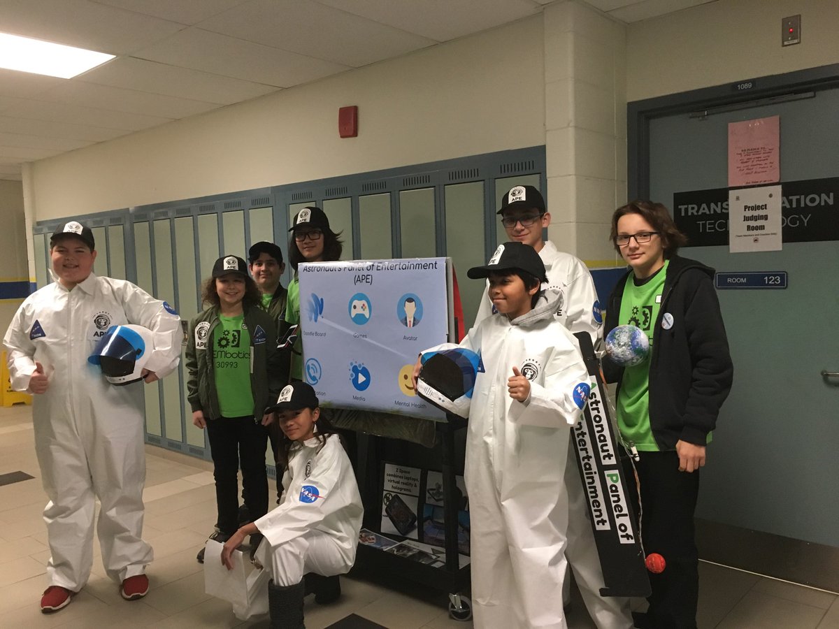 stem_minds's tweet photo. Our @firstlegoleague #robotics team #STEMbotics is ready for the open ceremonies of competition today @Kolbetweets ! #FLL @FIRSTweets https://t.co/loJWj7RUBQ
