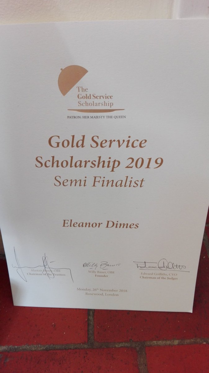 Well done @EleanorDimes for making the final of @goldscholarship #proudrestaurantmanager