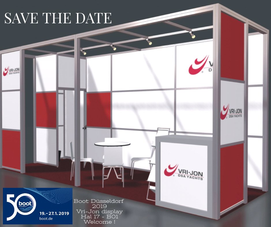 Save the date : Boot Düsseldorf from 19.01.2019 to 27.01.2019. Be welcome at the Vri-Jon booth in Hal 17 - B01 !