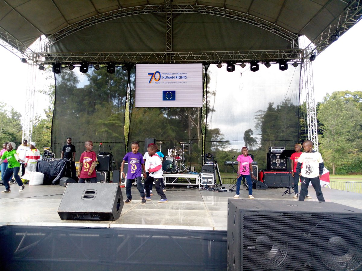 KenyanMwangi's tweet photo. MSJC kids on stage at the Green Space Festival.
#StandUp4HumanRights https://t.co/ExQ6dYU5OQ