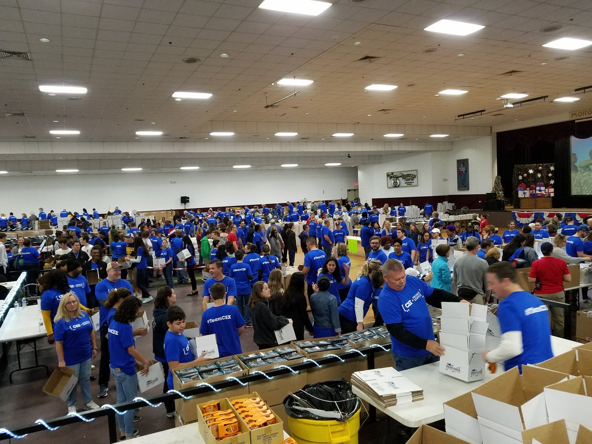 CareForce's tweet photo. Here we go!!! #TeamCSX volunteers are here and creating 10,000 care packages with @OpGratitude https://t.co/8ORGqPijC7