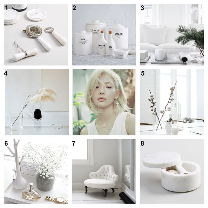 ALL-WHITE AESTHETIC: ACCESSORIES

1. ESTHER AND CO
2. PB
3. Pottery Barn
4. Remodelista
5. Bloglovin
6. silver blonde
7. Pinterest
8. West Elm