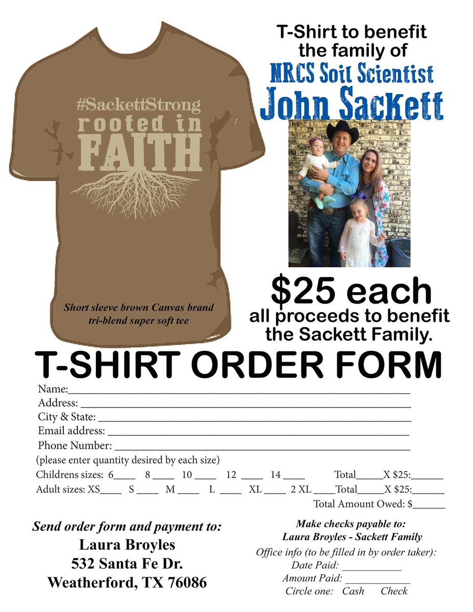 n_haile's tweet photo. Please pray for the #SackettStrong Family during this difficult time! John and Carrie continue to be “rooted in faith”. On Dec 3 a horrific car accident took their girls 5 and 9 mo to be with our savior. Carrie is in ICU! Order a t-shirt and be #SackettStrong https://t.co/fGqx0xYt3G