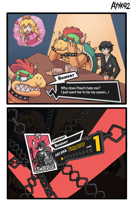 Fan Art Persona 5 S Joker Strikes Up A Friendship With Bowser Nintendosoup