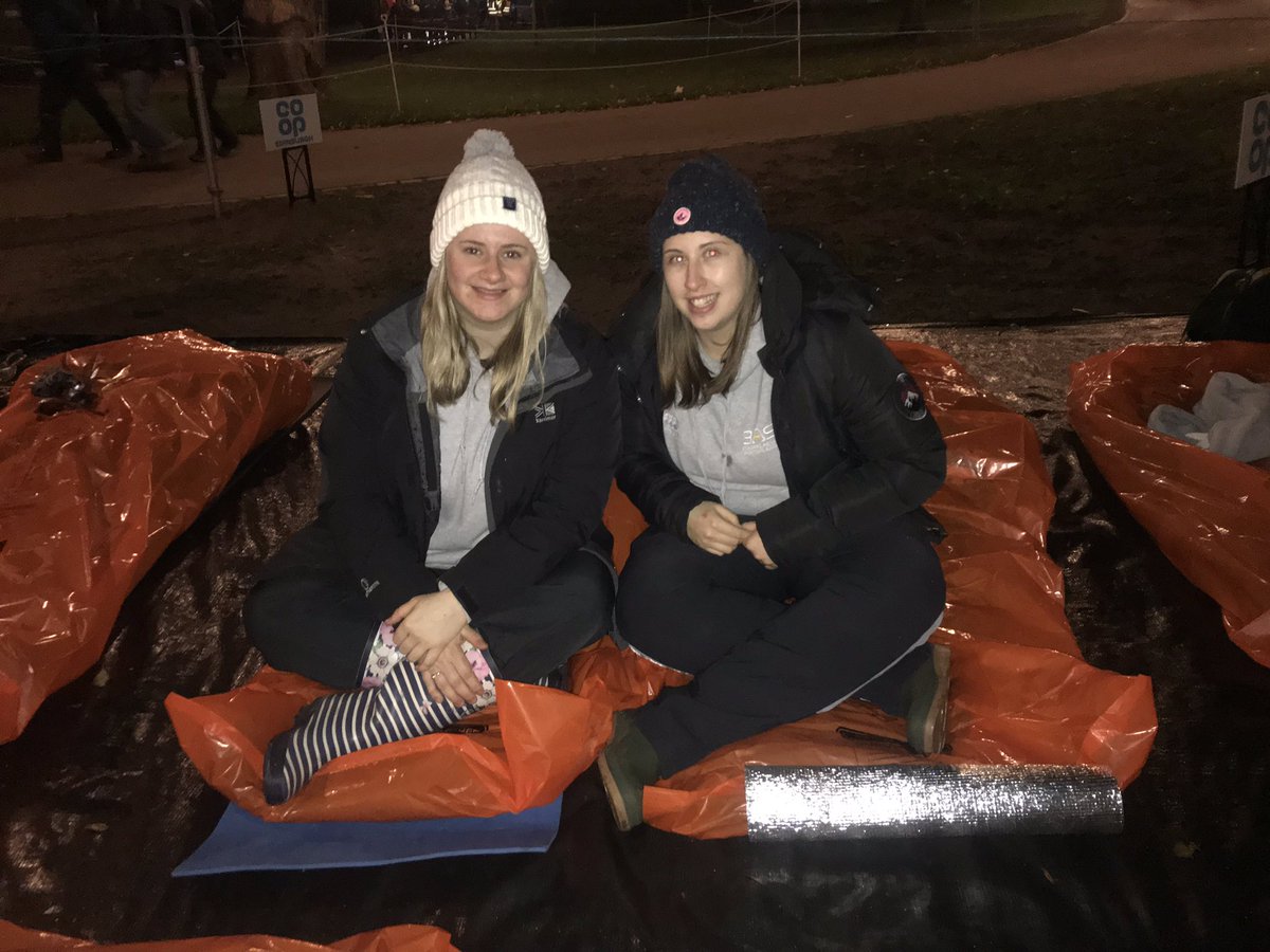 EarlstonsJet's tweet photo. Jo and Amy representing Earlston, taking part in #sleepinthepark for @SocialBite_  night in the cold for this pair ❄️❄️ https://t.co/8PoG2Yuqeb