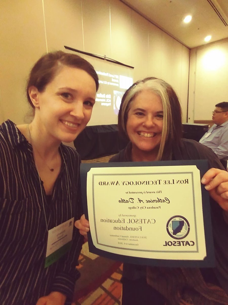 KatieDatko's tweet photo. Thank you Ron Lee and the CATESOL Foundation for this award. I truly appreciate the support of the development of a writing OER textbook! #catesol18 https://t.co/bcryuWuYLc