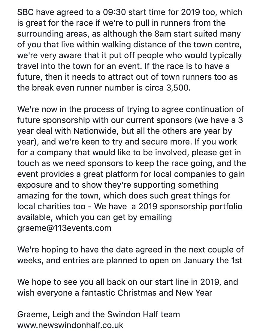 Dec 18 Update, and info on next year's race :