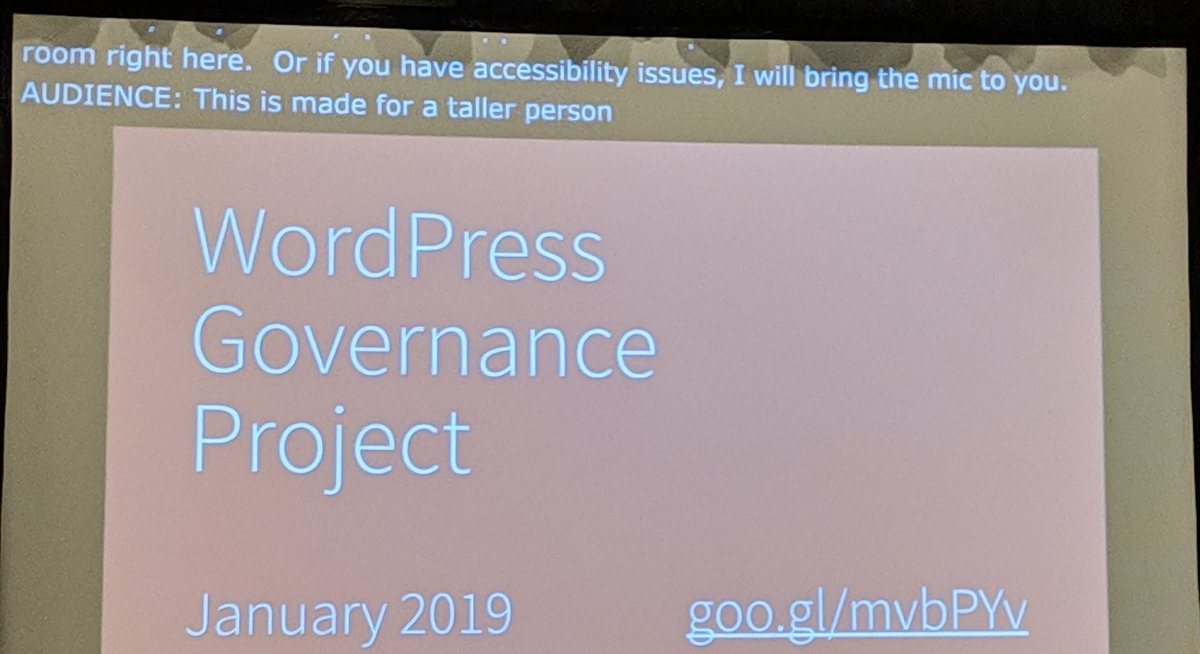 slide from Morten's talk introducing a WordPress Governance project